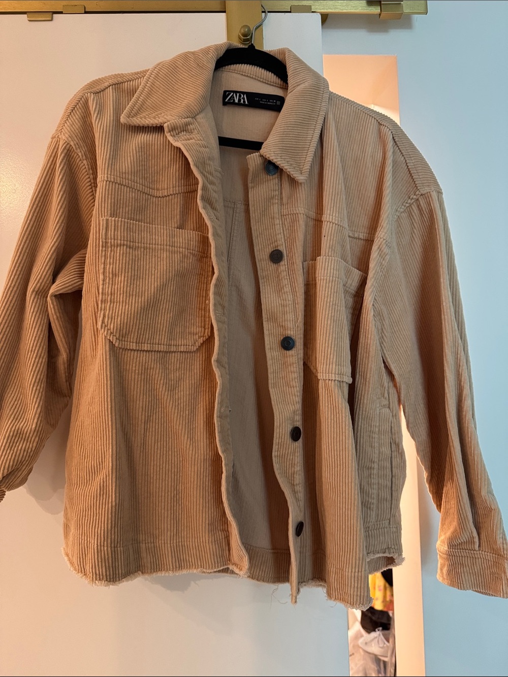 ZARA Beige-Tan Corduroy Shirt Jacket